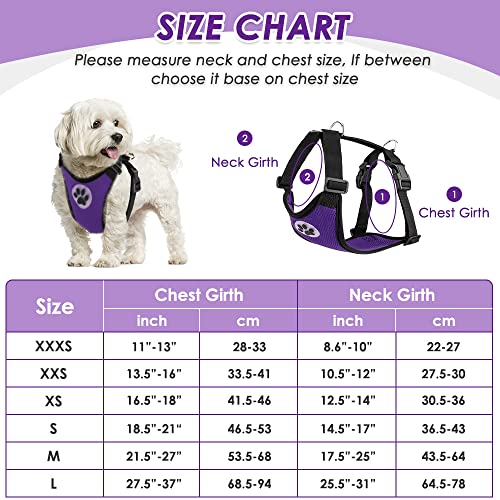 Lukovee Dog Safety Vest Harness with Seatbelt, Dog Car Harness Seat Belt Adjustable Pet Harnesses Double Breathable Mesh Fabric with Car Vehicle Connector Strap for Dog (Medium, Purple)