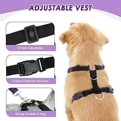 Lukovee Dog Safety Vest Harness with Seatbelt, Dog Car Harness Seat Belt Adjustable Pet Harnesses Double Breathable Mesh Fabric with Car Vehicle Connector Strap for Dog (Medium, Purple)