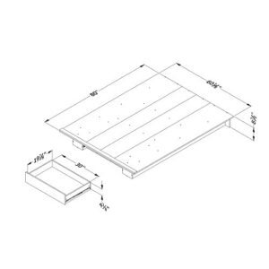 South Shore Tao Platform Bed with Drawer, Full/Queen, Natural Walnut