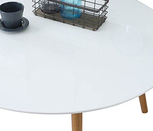 Convenience Concepts Oslo Round Coffee Table, Glossy White