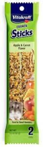 vitakraft crunch sticks apple & carrot flavor dwarf hamster treat (2 sticks), 1.5 oz (31686)