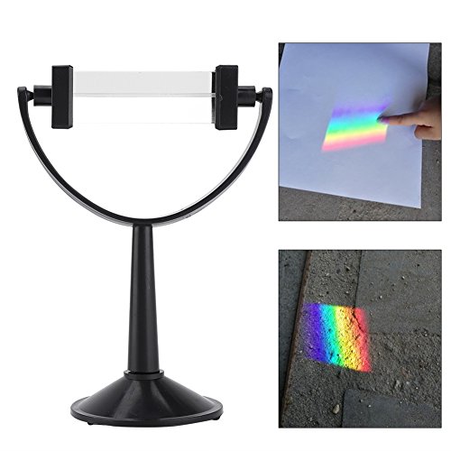 Optical Glass Triangular Prism with Stand for Teaching Light Spectrum Physics and Photo Photography Prism