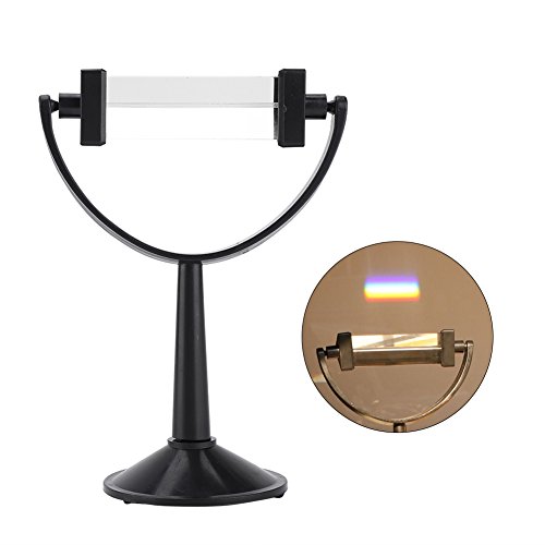 Optical Glass Triangular Prism with Stand for Teaching Light Spectrum Physics and Photo Photography Prism