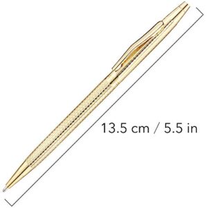 Unibene Slim Metallic Retractable Ballpoint Pens - Carved Gold, Nice Gift for Business Office Students Teachers Wedding Christmas, Medium Point(1 mm) 6 Pack-Black ink