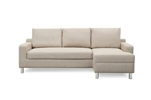 container furniture direct amelie linen upholstered contemporary modern right-sided sectional sofa with bed, 83.9", beige