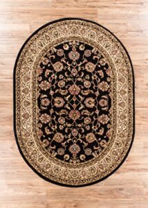 well woven barclay sarouk traditional rug, 3'11" x 5'9" oval, black