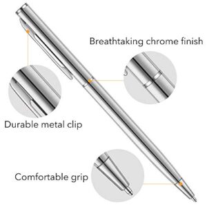 Unibene Slim Stainless Steel Retractable Ballpoint Pens, Nice Gift for Business Office Students Teachers Wedding Christmas, Medium Point(1 mm) 6 Pack-Black ink