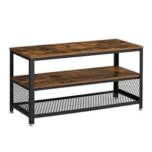 vasagle bryce tv stand for tvs up to 43 inches, storage console with metal shelf, easy assembly and sturdy design, adjustable feet, 39.4 x 15.7 x 20.3 inches, industrial, rustic brown ultv40bx