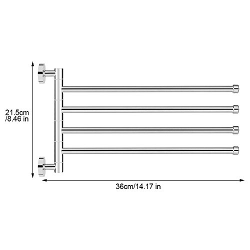 Asixx Towel Rack, Towel Rack, Wall Mounted Rotating Towel Holder with 4 Swivel Bars for Home Kitchen Bathroom