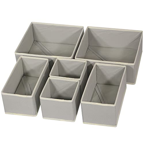 DIOMMELL Foldable Cloth Storage Box Closet Dresser Drawer Organizer Fabric Baskets Bins Containers Divider with Drawers for Clothes, Underwear, Bras, Socks, Lingerie, Clothing, Set of 6