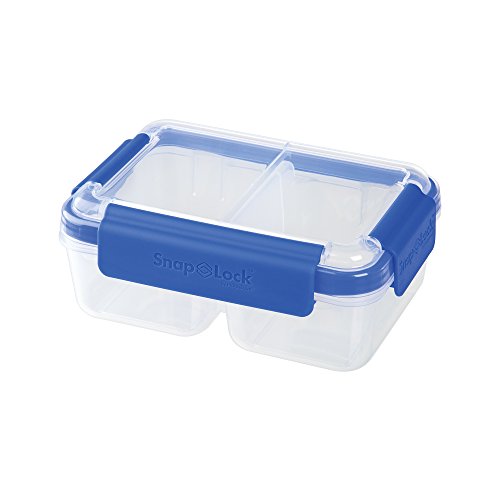 SnapLock by Progressive Deep Split Container - Blue, Easy-To-Open, Leak-Proof Silicone Seal, Snap-Off Lid, Stackable, BPA FREE