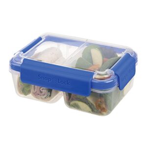 SnapLock by Progressive Deep Split Container - Blue, Easy-To-Open, Leak-Proof Silicone Seal, Snap-Off Lid, Stackable, BPA FREE