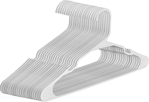 Merrick Standard Everyday Closet Plastic Clothing Hangers, Notched Shoulders, Made in USA, White (10 Pack)