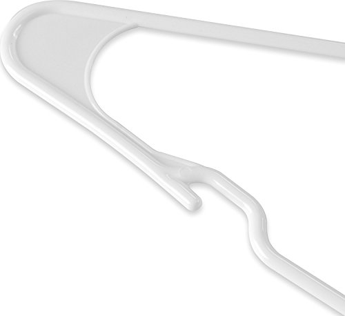 Merrick Standard Everyday Closet Plastic Clothing Hangers, Notched Shoulders, Made in USA, White (10 Pack)