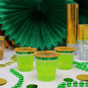 Just Artifacts 1oz Plastic Shot Glasses (120pcs, Metallic Gold Rim)