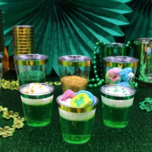 Just Artifacts 1oz Plastic Shot Glasses (120pcs, Metallic Gold Rim)