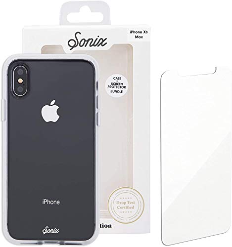 Sonix Clear Case for iPhone Xs Max and Tempered Glass Screen Protector [Military Drop Test Certified] Clear Case and Screen Protector Bundle Pack for Apple iPhone Xs Max