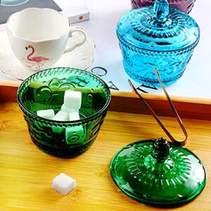 MASSJOY European Retro Nostalgic Three-Dimensional Relief Color Glass Jar Candy Jar Seasoning Jar With Lid