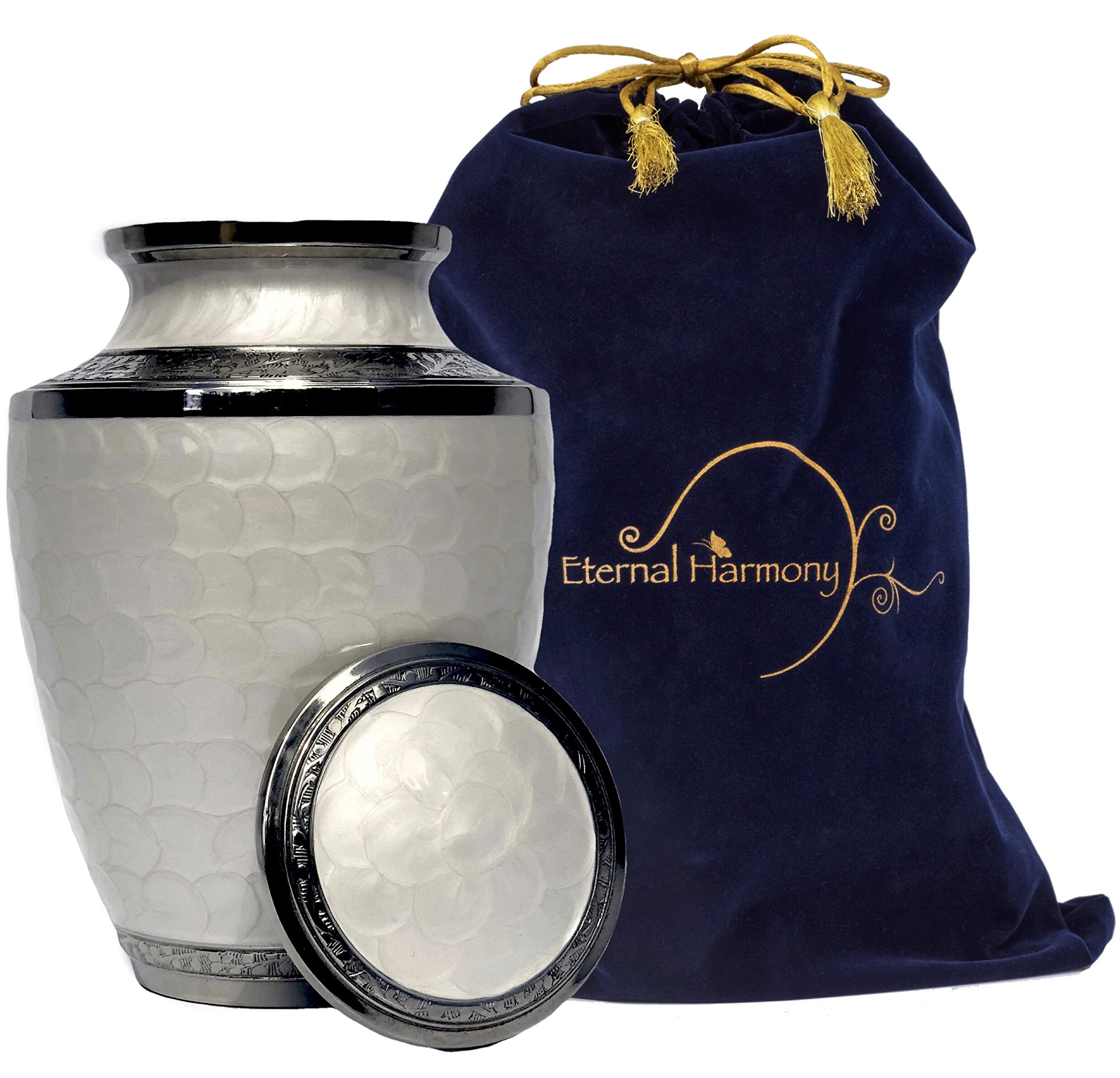 Eternal Harmony Cremation Urn for Human Ashes | Funeral Urn Carefully Handcrafted with Elegant Finishes to Honor and Remember Your Loved One | Adult Urn Large Size with Beautiful Velvet Bag