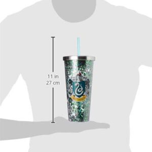 Spoontiques - Harry Potter Tumbler - Slytherin Glitter Cup with Straw - 20 oz - Acrylic - Green