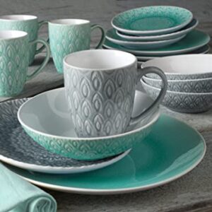 Euro Ceramica Peacock Collection Dinnerware Set, Service for 4, Grey