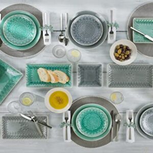 Euro Ceramica Peacock Collection Dinnerware Set, Service for 4, Grey