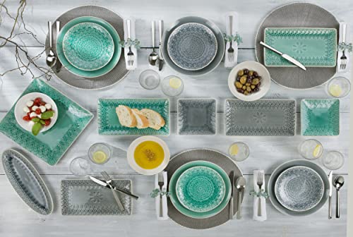 Euro Ceramica Peacock Collection Dinnerware Set, Service for 4, Grey