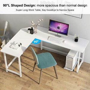 Tribesigns 66 inch Modern L Shaped Desk Corner Computer Desk PC Laptop Study Table Workstation Home Office Wood & Metal, White