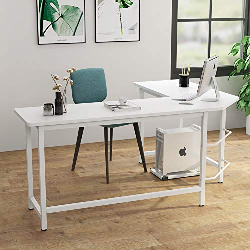 Tribesigns 66 inch Modern L Shaped Desk Corner Computer Desk PC Laptop Study Table Workstation Home Office Wood & Metal, White