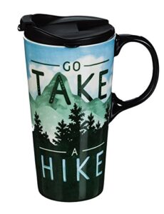 cypress home go take a hike ceramic travel cup - 5 x 7 x 4 inches