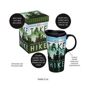 Cypress Home Go Take a Hike Ceramic Travel Cup - 5 x 7 x 4 Inches