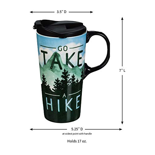 Cypress Home Go Take a Hike Ceramic Travel Cup - 5 x 7 x 4 Inches