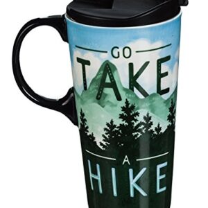 Cypress Home Go Take a Hike Ceramic Travel Cup - 5 x 7 x 4 Inches