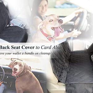 VIVAGLORY Dog Front Seat Cover with No-Skirt Design, 4 Layers Quilted & Durable 600D Oxford Seat Protector Against Fur & Dirt,Dog Car Seat Cover with Anti-Slip Backing for Most Cars, SUVs & MPVs,Black