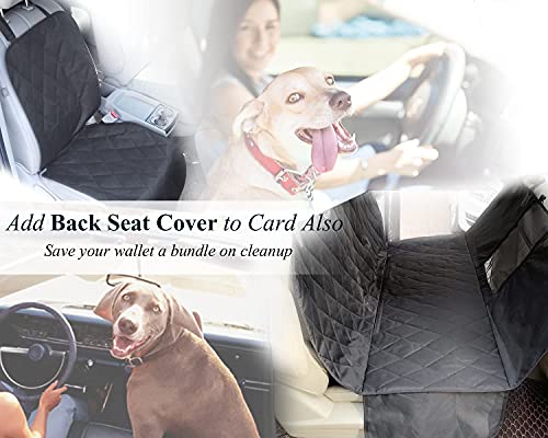 VIVAGLORY Dog Front Seat Cover with No-Skirt Design, 4 Layers Quilted & Durable 600D Oxford Seat Protector Against Fur & Dirt,Dog Car Seat Cover with Anti-Slip Backing for Most Cars, SUVs & MPVs,Black