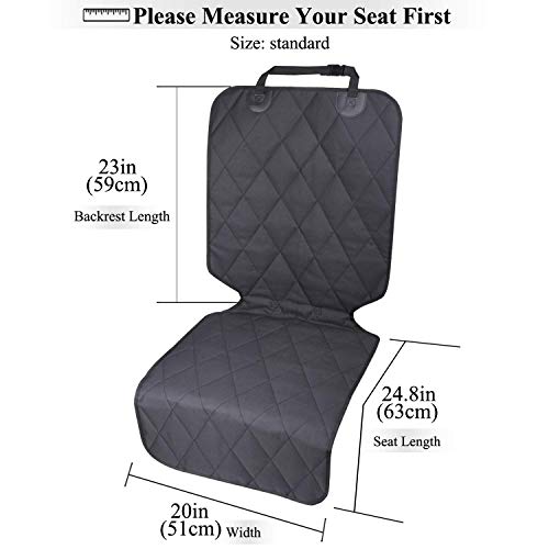 VIVAGLORY Dog Front Seat Cover with No-Skirt Design, 4 Layers Quilted & Durable 600D Oxford Seat Protector Against Fur & Dirt,Dog Car Seat Cover with Anti-Slip Backing for Most Cars, SUVs & MPVs,Black