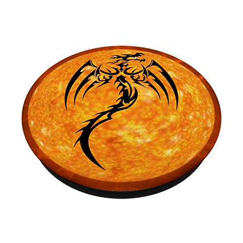 Fire Dragon Orange black design PopSockets PopGrip: Swappable Grip for Phones & Tablets