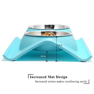 UPSKY Double Dog Cat Bowls Premium Stainless Steel Pet Bowls No-Spill Resin Station, Food Water Feeder Cats Small Dogs.