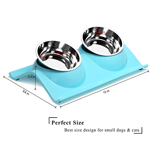 UPSKY Double Dog Cat Bowls Premium Stainless Steel Pet Bowls No-Spill Resin Station, Food Water Feeder Cats Small Dogs.