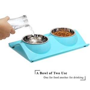 UPSKY Double Dog Cat Bowls Premium Stainless Steel Pet Bowls No-Spill Resin Station, Food Water Feeder Cats Small Dogs.