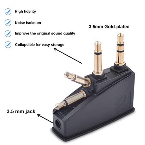 QC15 Airplane Headphone Adapter Compatible with Bose 700 QuietComfort 2 QC3 QC45 QC35 QC35ii QC15 QC25 QC20 NC700 SoundLink SoundLinkII AE2 AE2i AE2W and More Headphones, Golden Plated 3.5mm Jack