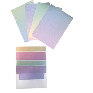 QingLanJian 48 Graduated Color Letter Writing Lined Paper and 24 Envelopes Stationary Set for Kids Boys Girls