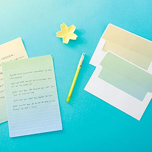 QingLanJian 48 Graduated Color Letter Writing Lined Paper and 24 Envelopes Stationary Set for Kids Boys Girls