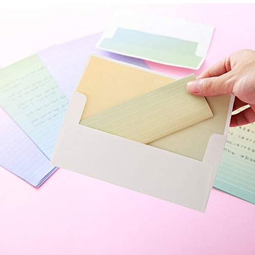 QingLanJian 48 Graduated Color Letter Writing Lined Paper and 24 Envelopes Stationary Set for Kids Boys Girls