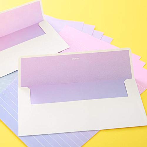 QingLanJian 48 Graduated Color Letter Writing Lined Paper and 24 Envelopes Stationary Set for Kids Boys Girls