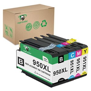 supricolor 950xl 951xl ink cartridges high yield, replacement 950 951 inks works with officejet pro 8600 8610 8620 8630 8660 8640 8615 8625 276dw 251dw 271dw printers 1 set (bk/c/m/y)