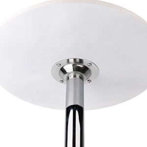 Leopard MDF Round Top Not Adjustable (41 INCHES Height) Bar Table, Pub Table with Silver Leg and Base (White)