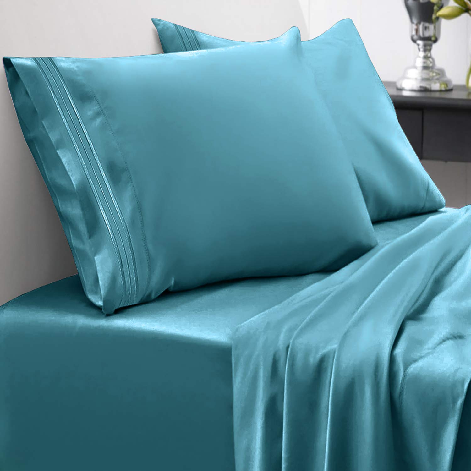 Twin Sheets - Breathable Luxury Sheets with Full Elastic & Secure Corner Straps Built In - 1800 Supreme Collection Extra Soft Deep Pocket Bedding Set, Sheet Set, Twin, Teal