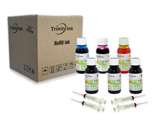 trinity 600ml refill ink compatible for hp canon brother dell and all others, extra black