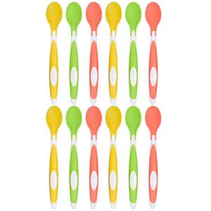 amazon brand - solimo soft tip baby spoons, pack of 12, multicolor